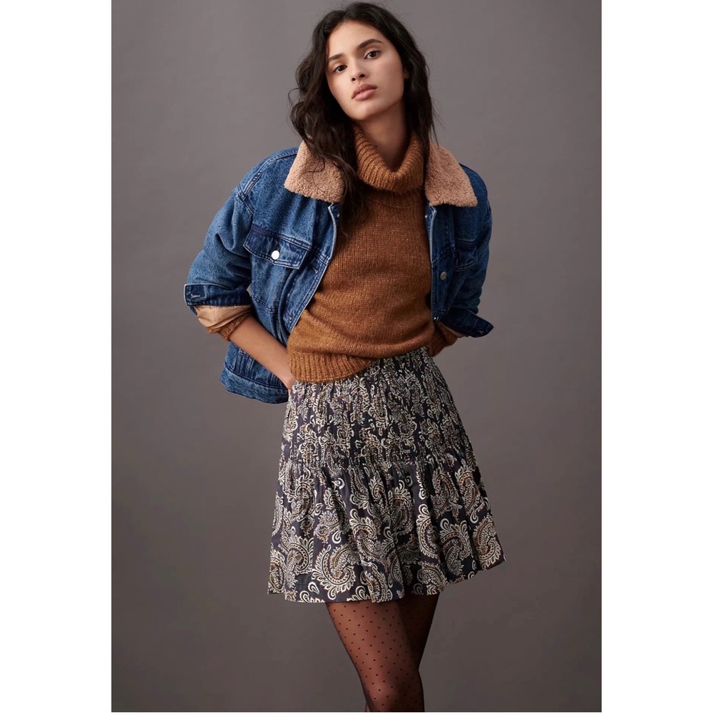 Anthropologie Pintuck Mini Skirt - NWT - SZ XL - Picture 2 of 14